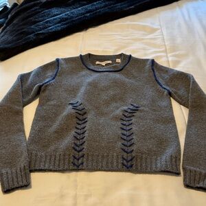 Chinti & Parker Gray Sweater with Navy Accents